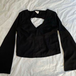 Emory Park | Black Open Tie-back Long Sleeve Top